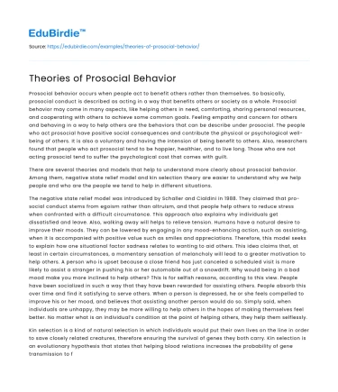 Theories of Prosocial Behavior