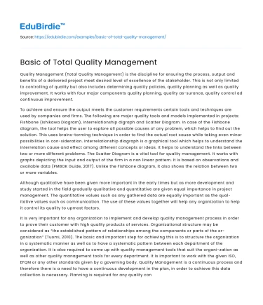 Basic of Total Quality Management
