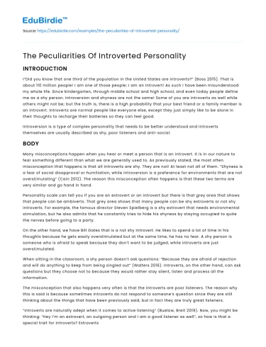 The Peculiarities Of Introverted Personality