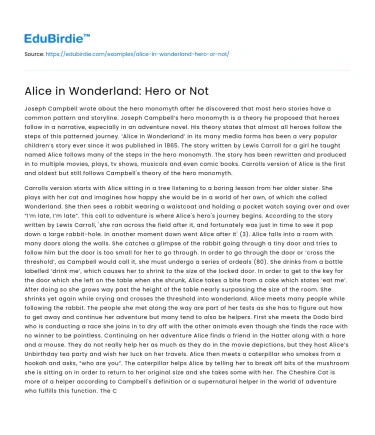 Alice in Wonderland: Hero or Not