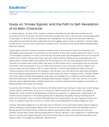 Path to self-revelation in ‘Smoke Signals’ essay’