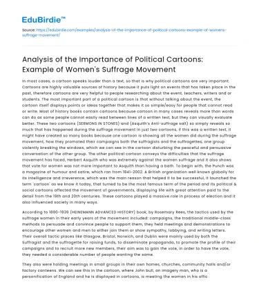 Importance of Political Cartoons in Women’s Suffrage Movement