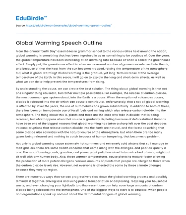 Global Warming Speech Outline