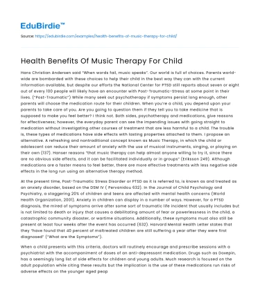 Health Benefits Of Music Therapy For Child