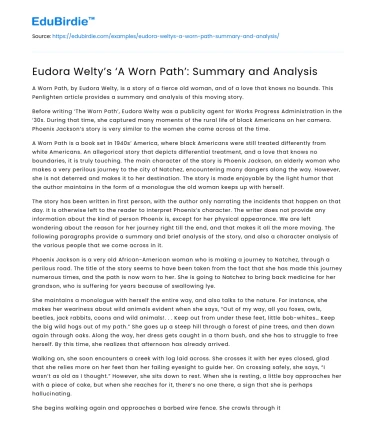 Eudora Welty’s ‘A Worn Path’: Summary and Analysis