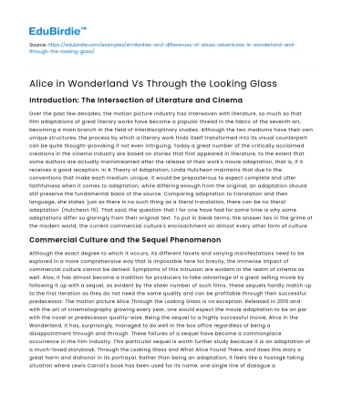 Alice in Wonderland Vs Through the Looking Glass