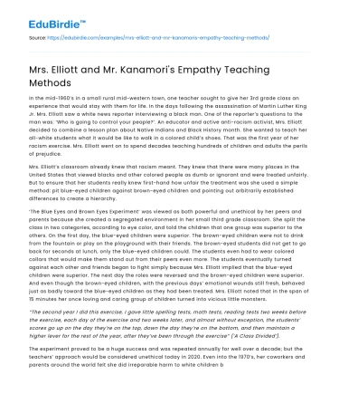 Mrs. Elliott and Mr. Kanamori’s Empathy Teaching Methods