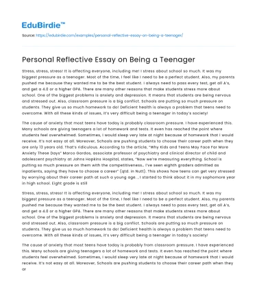 Adolescence: A Reflective Analysis