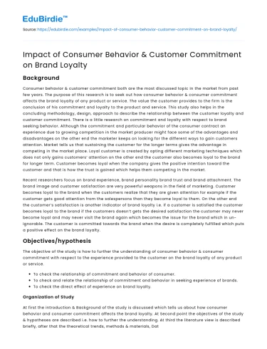 Impact of Consumer Behavior & Customer Commitment on Brand Loyalty