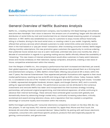 General Overview of Netflix: Business Analysis