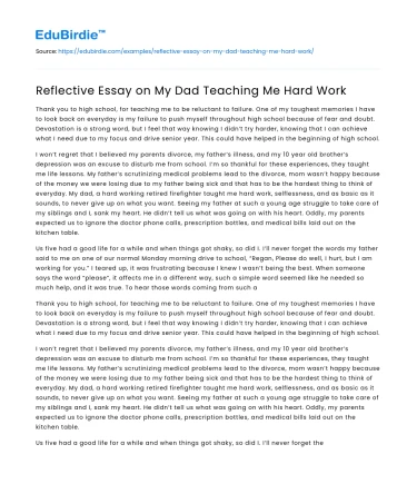 Reflective Essay on My Dad Teaching Me Hard Work