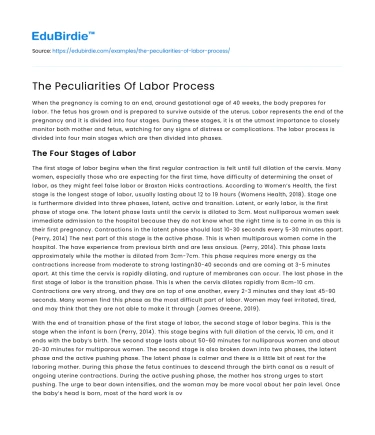 The Peculiarities Of Labor Process