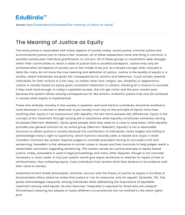 The Meaning of Justice as Equity