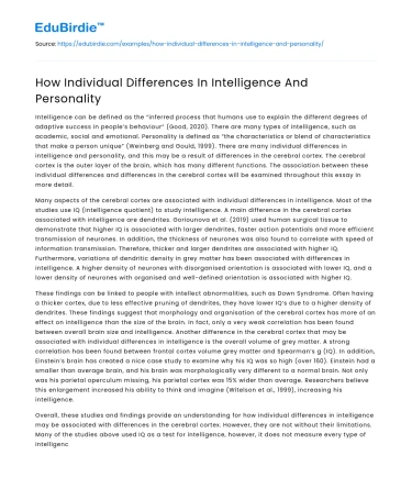 How Individual Differences In Intelligence And Personality