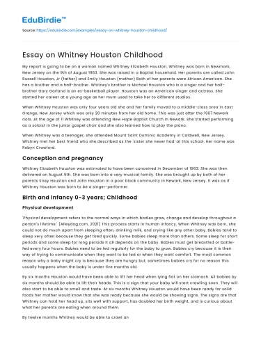 Whitney Houston’s Formative Years