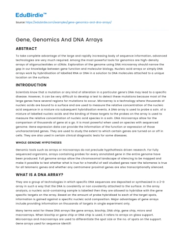 Gene, Genomics And DNA Arrays