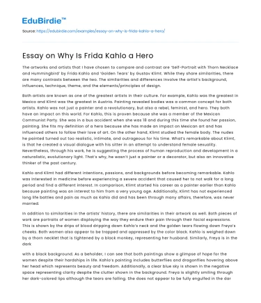 Essay on Why Is Frida Kahlo a Hero