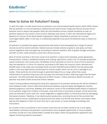 How to Solve Air Pollution? Essay