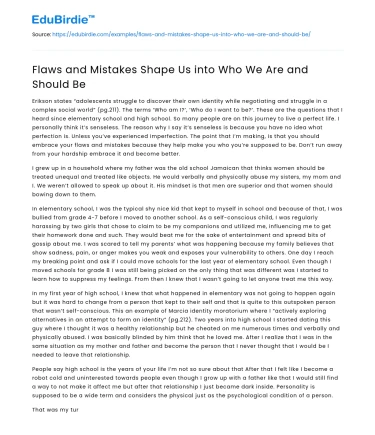 Flaws and Mistakes Shape Us into Who We Are and Should Be