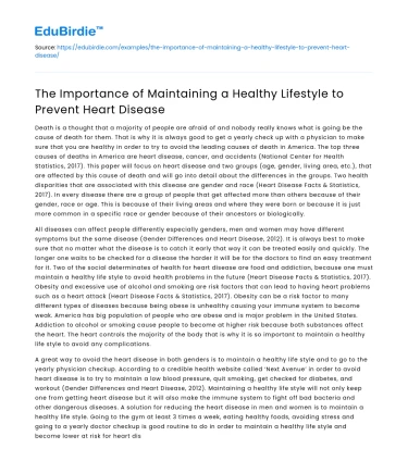 The Importance of Maintaining a Healthy Lifestyle to Prevent Heart Disease