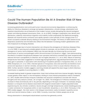 Could The Human Population Be At A Greater Risk Of New Disease Outbreaks?