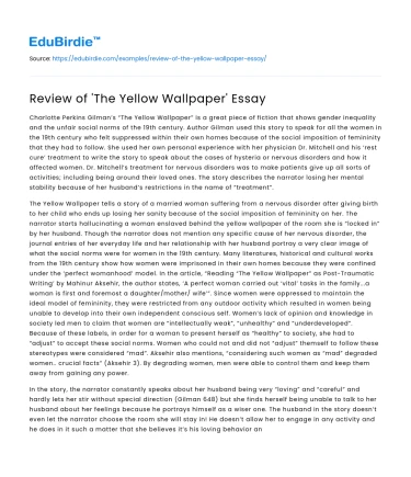 Review of ‘The Yellow Wallpaper’ Essay