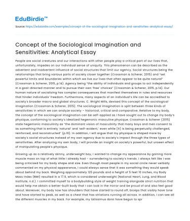 Sociological Imagination & Sensitivities