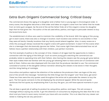 Extra Gum Origami Commercial Song: Critical Essay