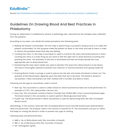 Guidelines On Drawing Blood And Best Practices In Phlebotomy