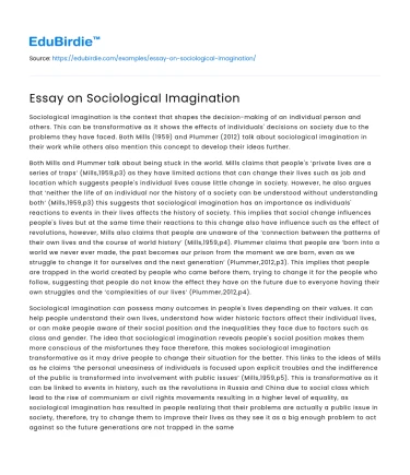 Essay on Sociological Imagination
