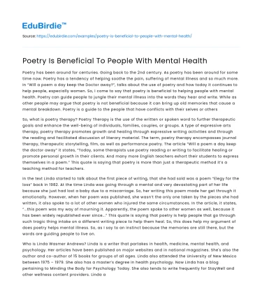 The Therapeutic Power of Poetry on Mental Well-being