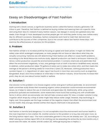 Essay on Disadvantages of Fast Fashion