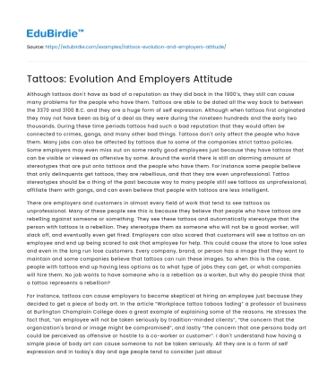 Tattoos: Evolution And Employers Attitude