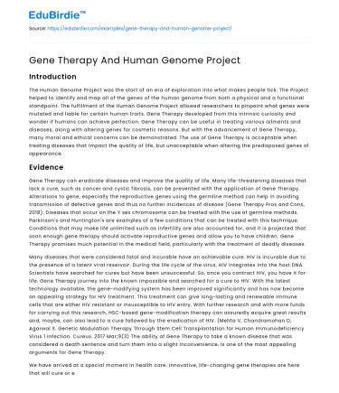 Gene Therapy And Human Genome Project