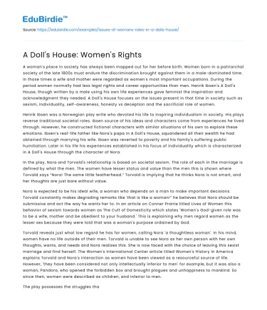 A Doll’s House: Women’s Rights
