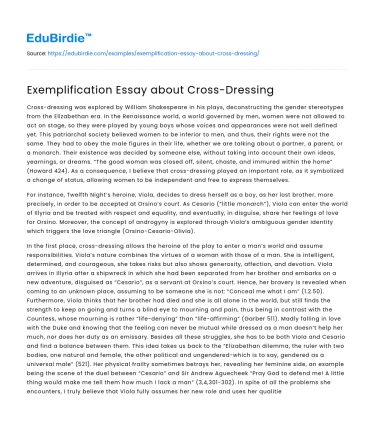 Exemplification Essay about Cross-Dressing
