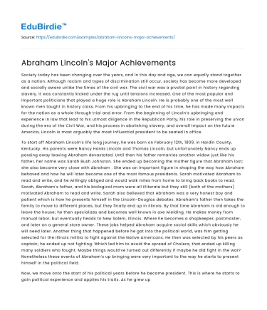Abraham Lincoln’s Major Achievements