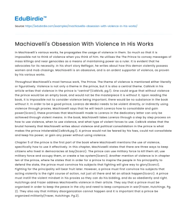 Machiavelli’s Obsession With Violence In His Works