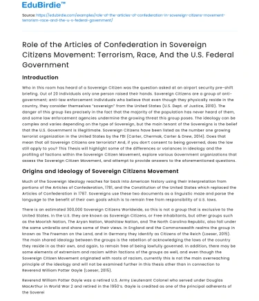 Articles of Confederation and the Sovereign Citizens Movement