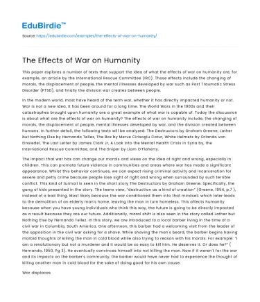 The Effects of War on Humanity