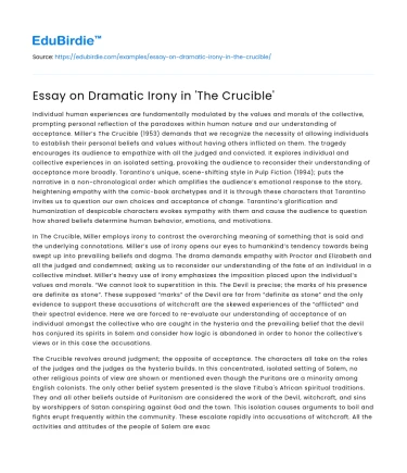 Essay on Dramatic Irony in ‘The Crucible’