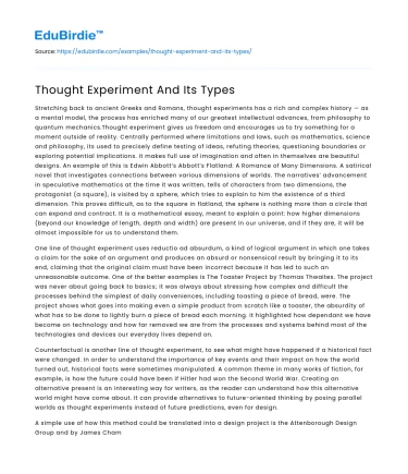 Thought Experiment And Its Types