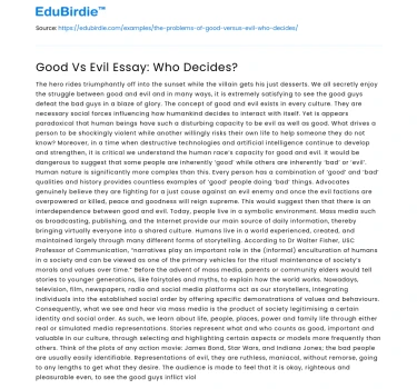 Good Vs Evil Essay: Who Decides?