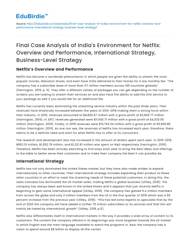 India’s Environment Analysis for Netflix: Overview and Strategy