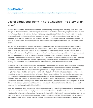 Use of Situational Irony in Kate Chopin’s ‘The Story of an Hour’