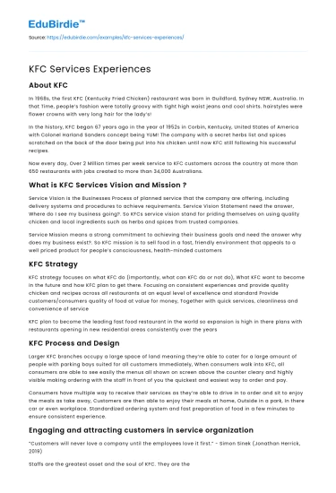 KFC Services Experiences