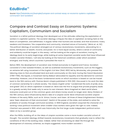 Economic Systems: Capitalism, Communism, Socialism Compare/Contrast