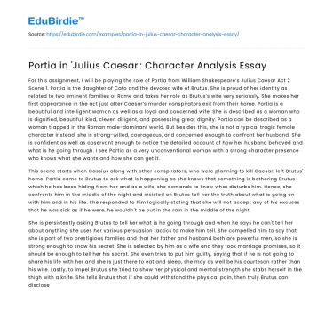 Portia in ‘Julius Caesar’: Character Analysis Essay