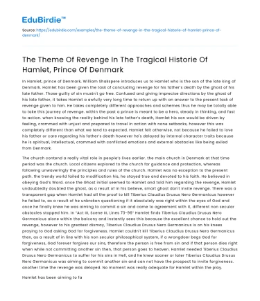 Revenge and Its Consequences in Hamlet