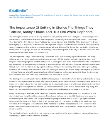 The Importance of Setting in Selected Literary Works